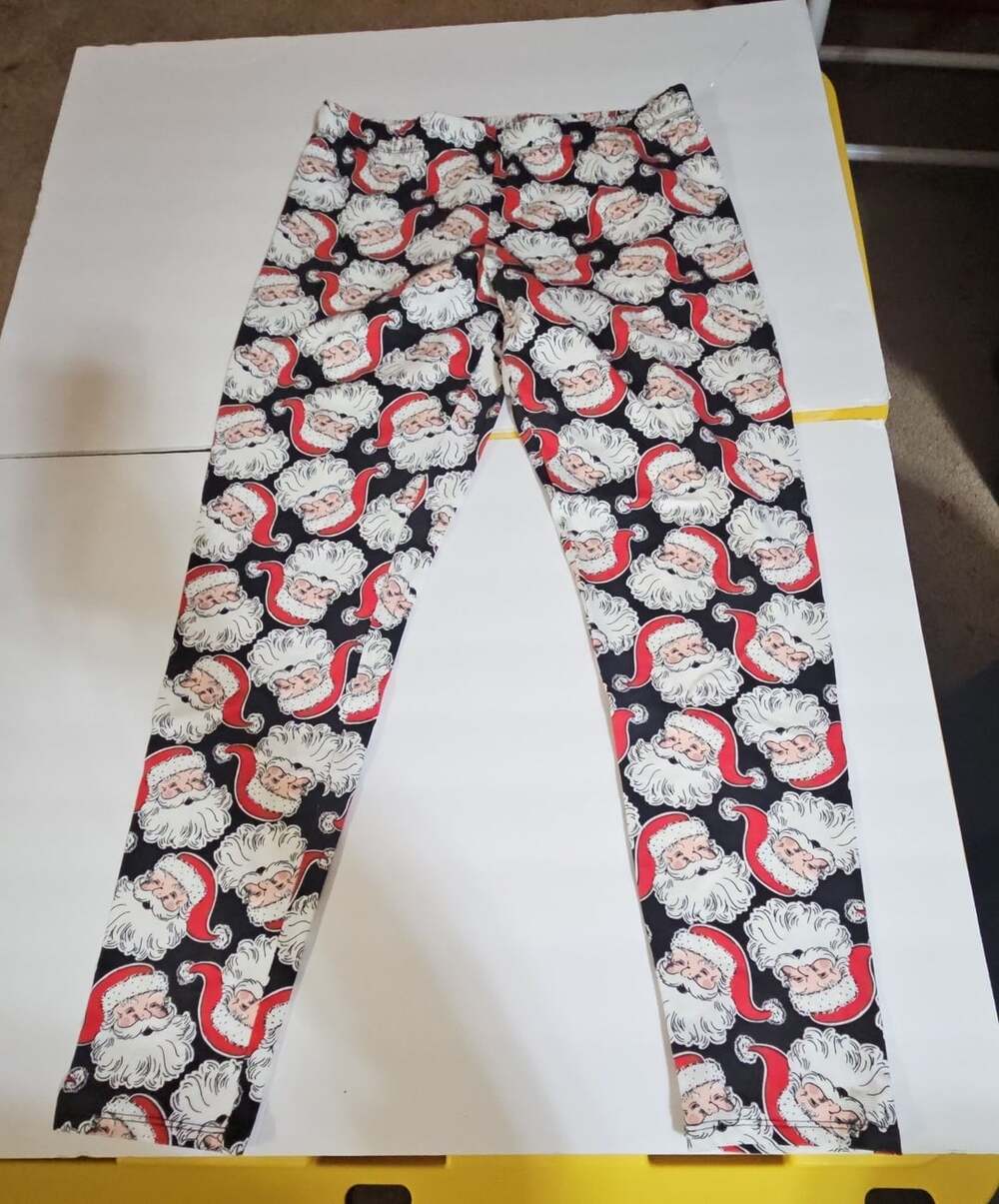 No Boundaries Santa Face Leggings Size L (11-13) Black Christmas